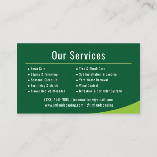 プロフェッショナル造園グリーンラ気にウン 名刺 (裏面)