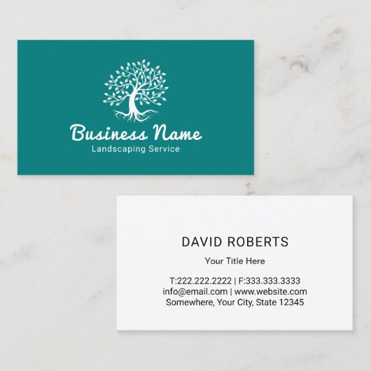 プロフェッショナル造園ローンツ気にリーロゴティール（緑がかった色） 名刺 (正面/裏面)