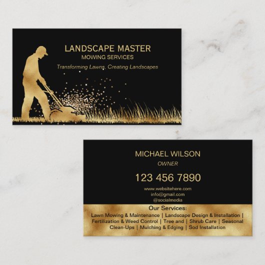 プロフェッショナル造園芝刈気にりガーデニング 名刺 (正面/裏面)