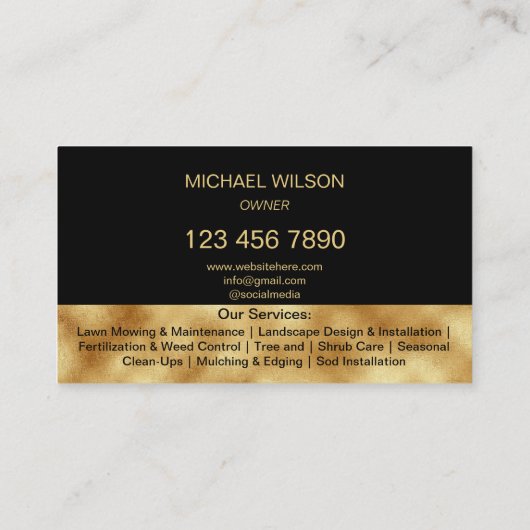 プロフェッショナル造園芝刈気にりガーデニング 名刺 (裏面)