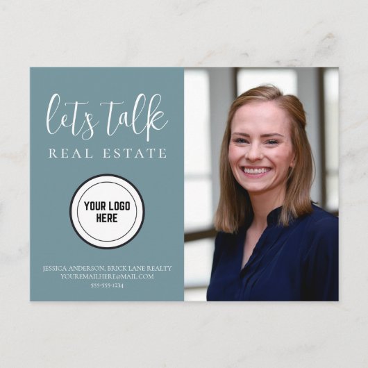 プロフェッショナル連絡ティール（緑がかった色）インフォフォト実在エテート ポストカード (正面)