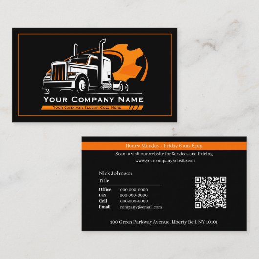 プロフェッショナル運送運送運送会社の修理 名刺 (正面/裏面)