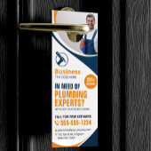 プロフェッショナル配管修理プラムバーブルーオレンジ ドアノブサイン