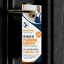 プロフェッショナル配管修理プラムバーブルーオレンジ ドアノブサイン