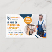 プロフェッショナル配管修理プラムバーブルーオレンジ 名刺 (正面)