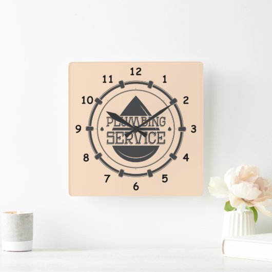 プロフェッショナル配管工サービス スクエア壁時計 (ホーム)