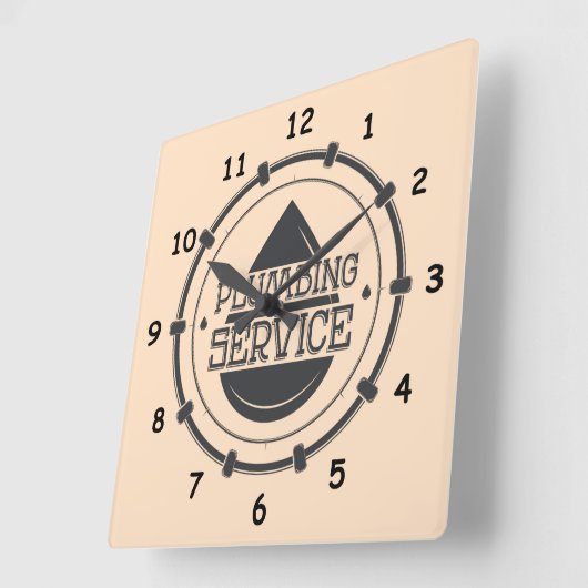 プロフェッショナル配管工サービス スクエア壁時計 (傾斜)