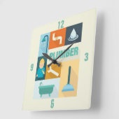 プロフェッショナル配管機象徴的に設計 スクエア壁時計 (傾斜)