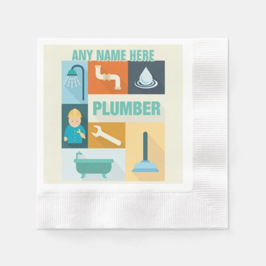 プロフェッショナル配管機象徴的に設計 縁ありカクテルナプキン (正面)