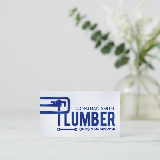 プロフェッショナル配管設備 – 配管工 名刺 (スタンド正面)