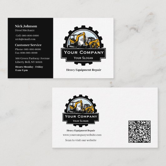 プロフェッショナル重機修理会社 名刺 (正面/裏面)