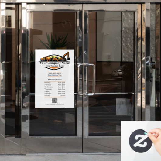 プロフェッショナル重機建築会社 ウィンドウサイン (オフィスドア)