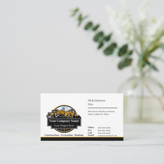 プロフェッショナル重機建築会社 名刺 (スタンド正面)