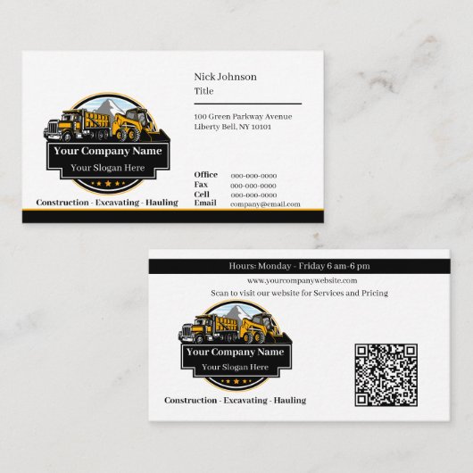 プロフェッショナル重機建築会社 名刺 (正面/裏面)