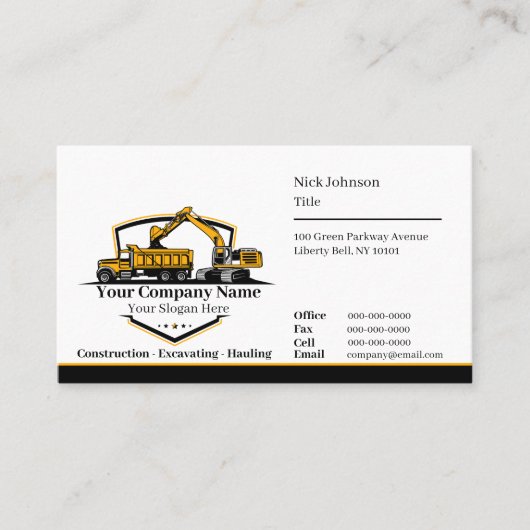 プロフェッショナル重機建築会社 名刺 (正面)