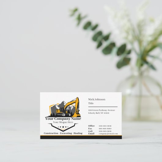 プロフェッショナル重機建築会社 名刺 (スタンド正面)