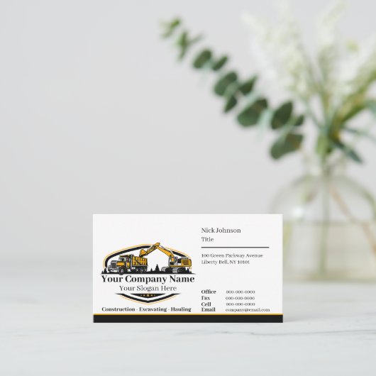 プロフェッショナル重機建築会社 名刺 (スタンド正面)