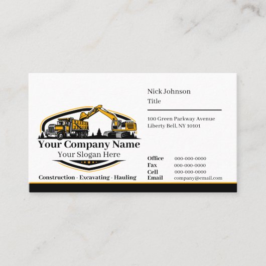 プロフェッショナル重機建築会社 名刺 (正面)