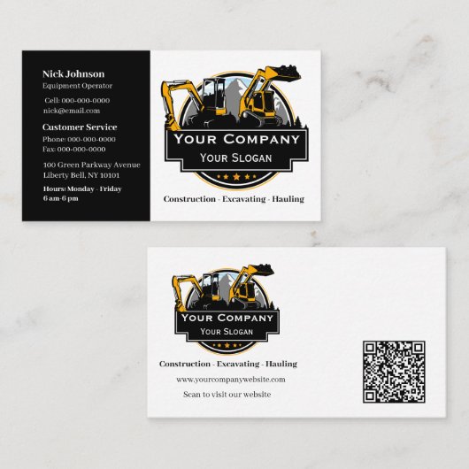 プロフェッショナル重機建築会社 名刺 (正面/裏面)