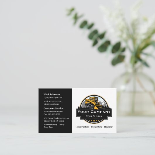 プロフェッショナル重機建築会社 名刺 (スタンド正面)
