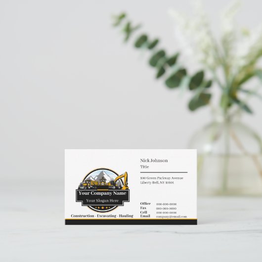 プロフェッショナル重機建築会社 名刺 (スタンド正面)