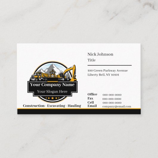 プロフェッショナル重機建築会社 名刺 (正面)