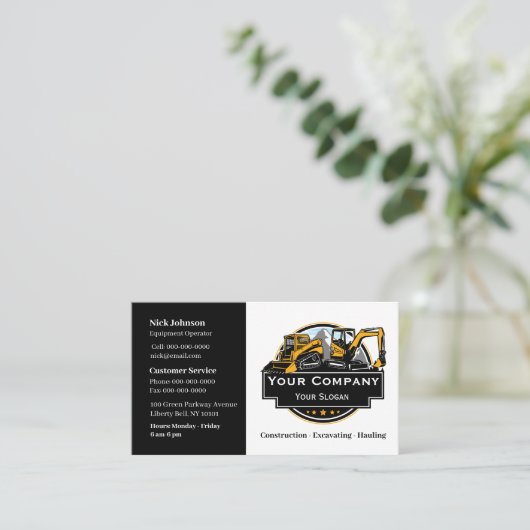 プロフェッショナル重機建築会社 名刺 (スタンド正面)