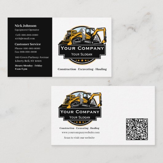 プロフェッショナル重機建築会社 名刺 (正面/裏面)