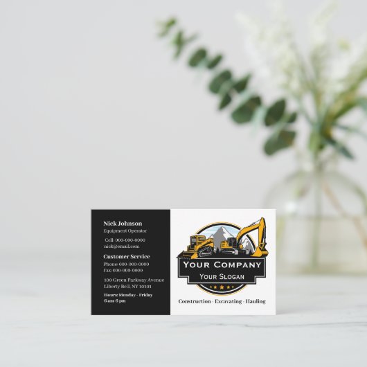 プロフェッショナル重機建築会社 名刺 (スタンド正面)