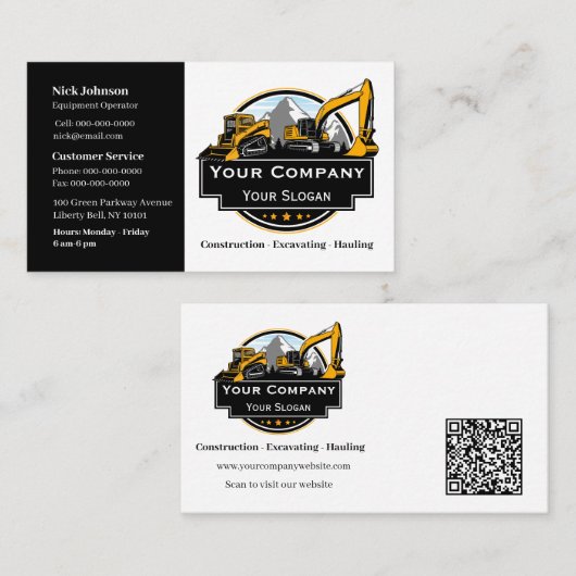 プロフェッショナル重機建築会社 名刺 (正面/裏面)