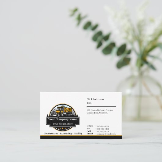 プロフェッショナル重機建築会社 名刺 (スタンド正面)