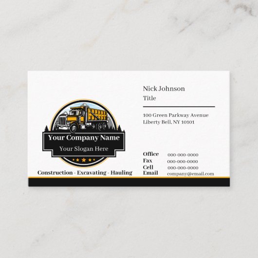 プロフェッショナル重機建築会社 名刺 (正面)