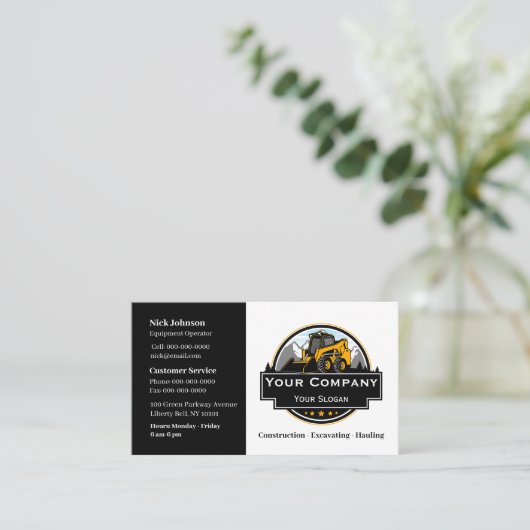 プロフェッショナル重機建築会社 名刺 (スタンド正面)