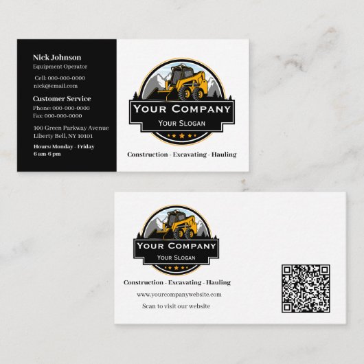 プロフェッショナル重機建築会社 名刺 (正面/裏面)
