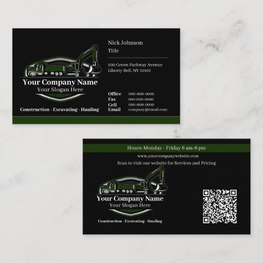 プロフェッショナル重機建築会社 名刺 (正面/裏面)