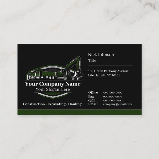 プロフェッショナル重機建築会社 名刺 (正面)