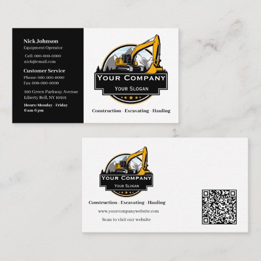 プロフェッショナル重機建築会社 名刺 (正面/裏面)