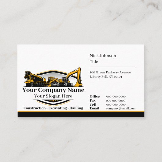 プロフェッショナル重機建築会社 名刺 (正面)