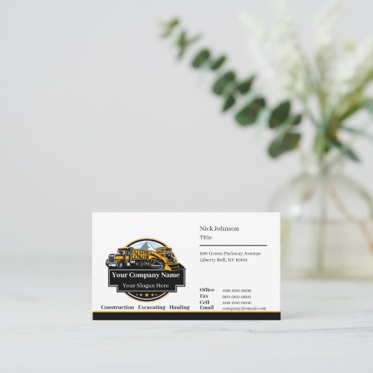 プロフェッショナル重機建築会社 名刺 (スタンド正面)