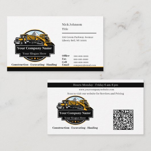 プロフェッショナル重機建築会社 名刺 (正面/裏面)