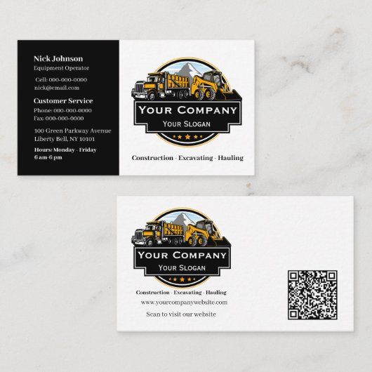 プロフェッショナル重機建築会社 名刺 (正面/裏面)