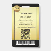 プロフェッショナル金ゴールドの黒い写真ID バッジ (Back)