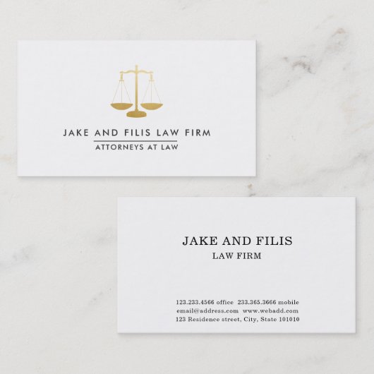 プロフェッショナル金ゴールドはかりで測弁護士法律事務所 名刺 (正面/裏面)