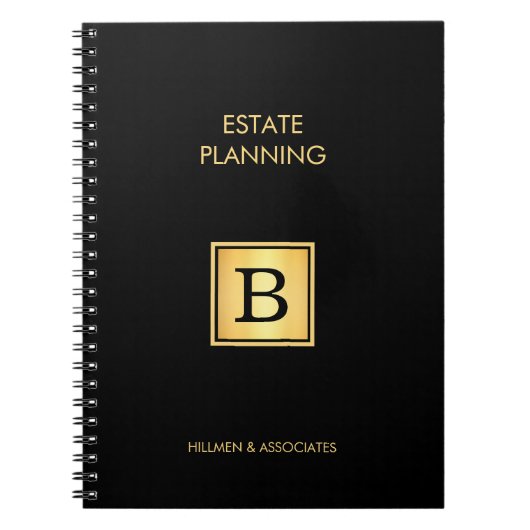 プロフェッショナル金ゴールドイニシャルロゴ金ゴールドモノグラム ノートブック (正面)