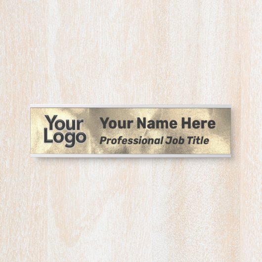 プロフェッショナル金ゴールドオフィスデコールDIYビジネスロゴ サインプレート (正面)
