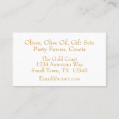 プロフェッショナル金ゴールドオリーブブランチオリーブ油 名刺 (裏面)