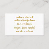 プロフェッショナル金ゴールドオリーブブランチオリーブ油 名刺 (裏面)