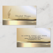 プロフェッショナル金ゴールドグリッターフェザーストライプ公証人 名刺 (正面/裏面)