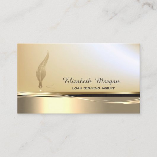 プロフェッショナル金ゴールドグリッターフェザーストライプ公証人 名刺 (正面)