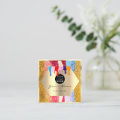 プロフェッショナル金ゴールドグリッターブラシストローク乾燥 スクエア名刺 (スタンド正面)